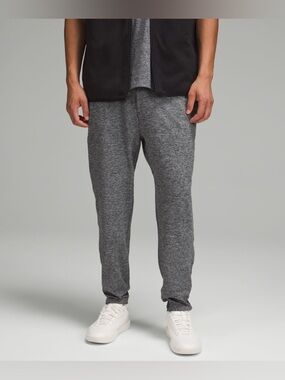 Lululemon Soft Jersey Tapered Pants Heathered Black/Heathered Silver Drop Size L